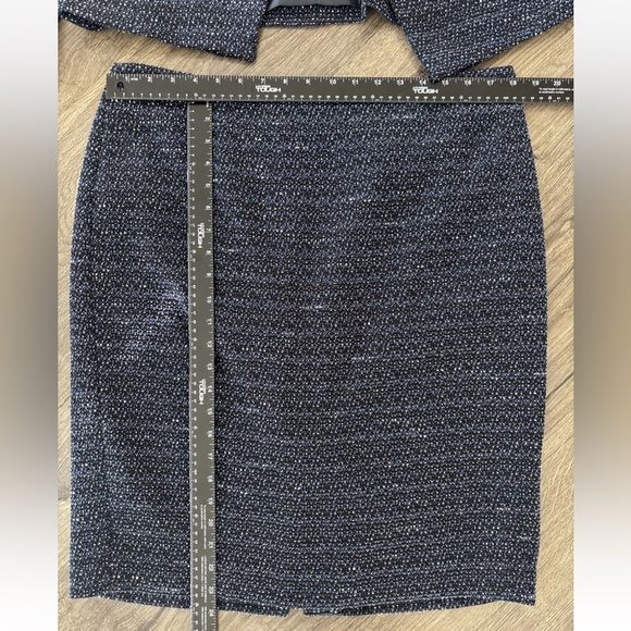 Calvin Klein Tweed Women 2- Piece Skirt Suit Set Size 14 Navy - Picture 5 of 11